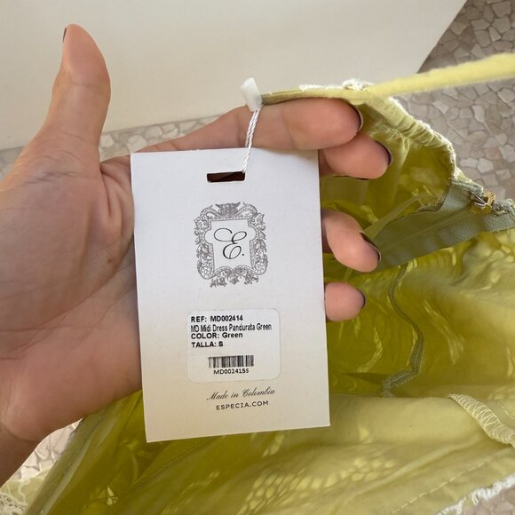 NWT Especia Pandurata Green Midi Dress Size small - Picture 12 of 13